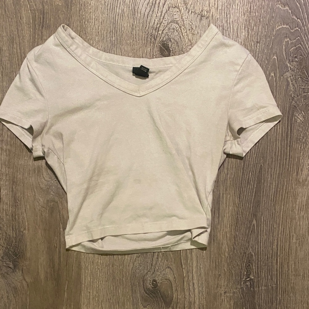 Wild Fable Cream V-Neck Crop Top